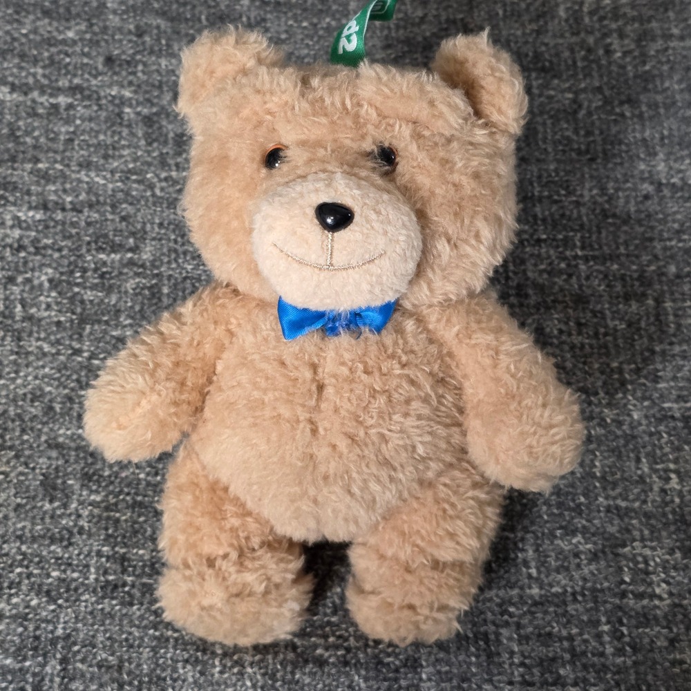 Pop Mart Ted 2 Plush Bear Tan Fuzzy Blue Bow Tie Keychain No Hardware 6.5"